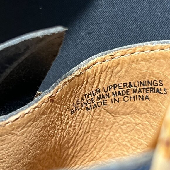 Born Women 9 M/W Leather Flower Wedge Sandals Slip Ons Cork Heel 3"  Beige Blue - Picture 3 of 14